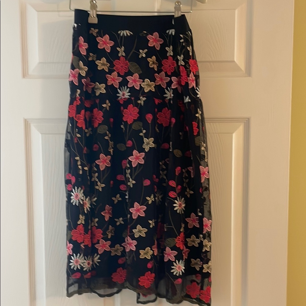 Linea by Louis Dell'Olio Black Floral A-Line Skirt